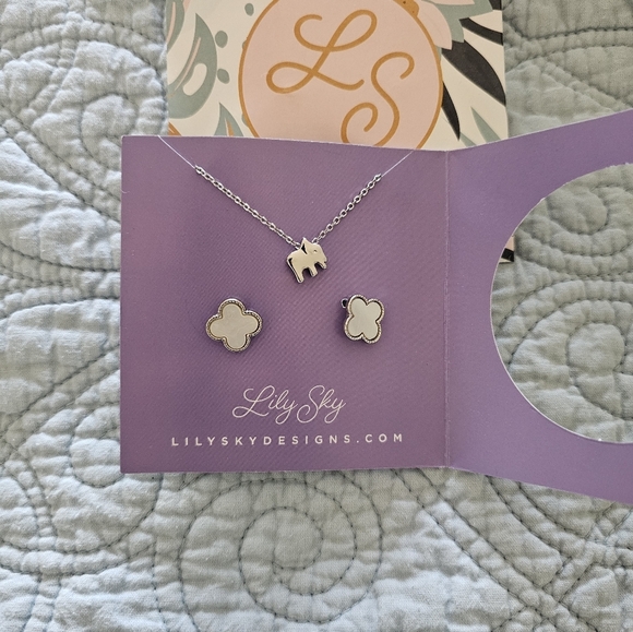 Brand NEW! Lily Sky Silver Karma Necklace & Earrings Set NWOT - Picture 3 of 4